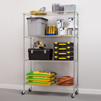 Hyper Tough Chrome Wire Shelf 4-Tier Heavy Duty 72"H x 48"W x 18"D, 2400lbs Total Capacity EasyOptionXY LLC