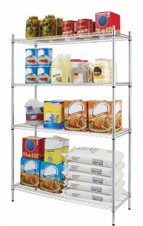 Hyper Tough Chrome Wire Shelf 4-Tier Heavy Duty 72"H x 48"W x 18"D, 2400lbs Total Capacity EasyOptionXY LLC