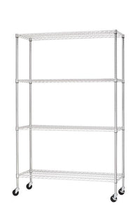 Hyper Tough Chrome Wire Shelf 4-Tier Heavy Duty 72"H x 48"W x 18"D, 2400lbs Total Capacity EasyOptionXY LLC