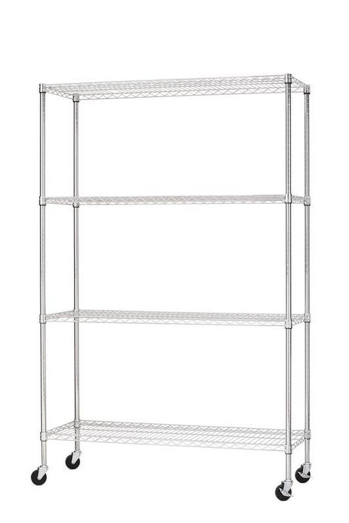 Hyper Tough Chrome Wire Shelf 4-Tier Heavy Duty 72"H x 48"W x 18"D, 2400lbs Total Capacity EasyOptionXY LLC