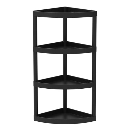 Hyper Tough 4 Tier Plastic Storage Corner Shelf, 20 lb per Shelf Capacity, Black EasyOptionXY LLC