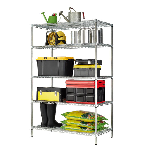 Hyper Tough Chrome Wire Shelf 5-Tier Heavy Duty 72"H x 48"W x 24"D, 4000lb Total Capacity EasyOptionXY LLC