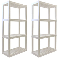 Hyper Tough Garage Shelves, Pack of 2 Plastic Storage Shelving Unit 4 Shelves, White 400 lbs Capacity 56" H x 14" D x 30" W EasyOptionXY LLC