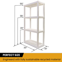 Hyper Tough Garage Shelves, Pack of 2 Plastic Storage Shelving Unit 4 Shelves, White 400 lbs Capacity 56" H x 14" D x 30" W EasyOptionXY LLC