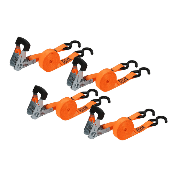 Hyper Tough 1'x14' Tie-Downs Ratchet 1,000lbs Work Load with 'S' Hooks 4 - Pack EasyOptionXY LLC