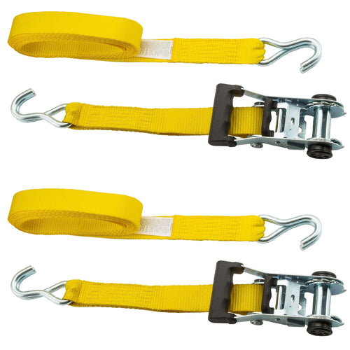 Hyper Tough 15 feet Steel Ratchet Tie-Down, 1666 lbs with S-Hooks 4-Pack, Yellow, 44.4 oz EasyOptionXY LLC