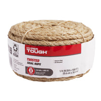 Hyper Tough Item# 8010L-HT, Sisal Twisted Rope, Natural Color, 1/4" x 100', 1 Each EasyOptionXY LLC