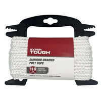 Hyper Tough 3/16 inch x 50 ft Diamond Braided Nylon Rope, White, 7 oz EasyOptionXY LLC