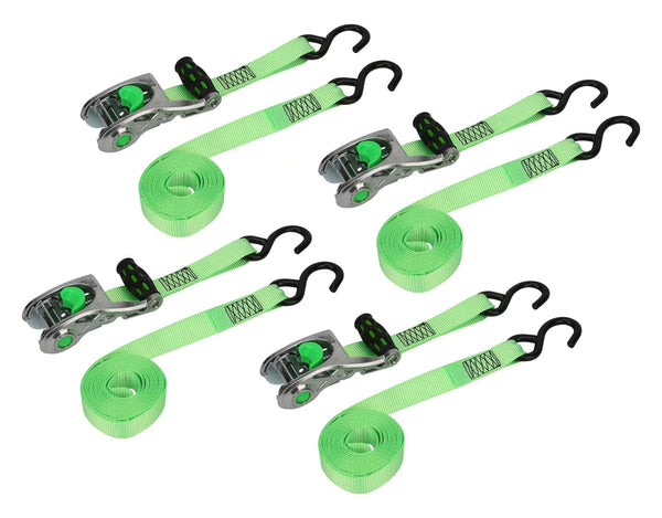 Hyper Tough Brand 1'x14" Aluminium Tie-Downs, Ratchet 500lbs Work Load with S Hooks and Soft Loop 4 - Pack EasyOptionXY LLC