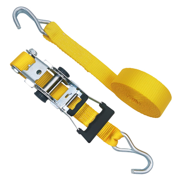 Hyper Tough 15 feet Steel Ratchet Tie-Down, 1666 lbs with S-Hooks 2-Pack, Yellow, 44.4 oz EasyOptionXY LLC