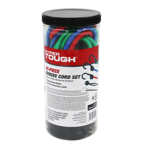 Hyper Tough 20 Pieces Bungee Cord Set, Plastic Jar, Multi-Color, 2.31 oz EasyOptionXY LLC