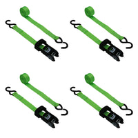 Hyper Tough 4 Pack, 10 feet Steel Ratchet Tie Downs, 500 lbs, Green, 66.7 oz EasyOptionXY LLC