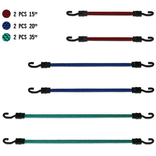 Hyper Tough 6 Pieces Flat Bungee Cord Set, Plastic Jar, 35 inch, 1.11 oz EasyOptionXY LLC