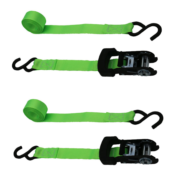 Hyper Tough 2 Pack 10 feet Steel Ratchet Tie Downs, 500 lbs, Green, 33.5 oz EasyOptionXY LLC