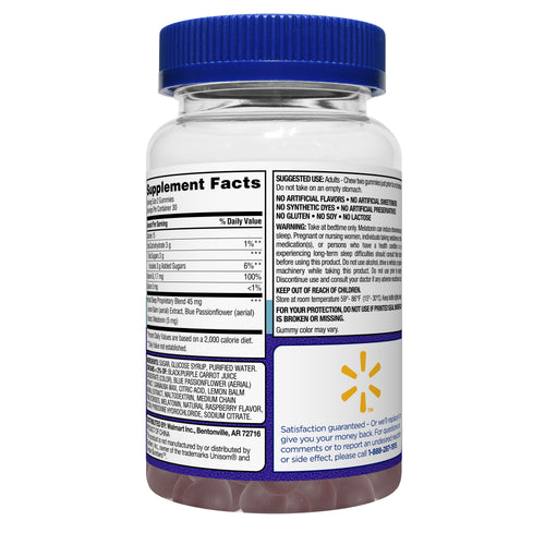 Equate Drug-Free Sleep Support Gummies Dietary Supplement; Raspberry Flavor; 60 Count EasyOptionXY LLC