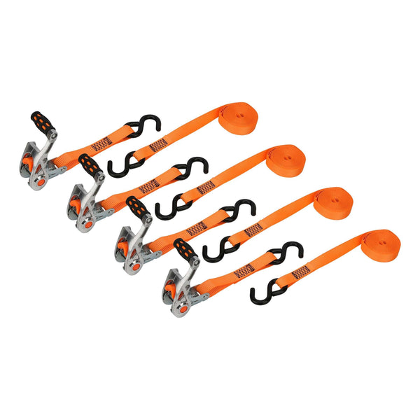 Hyper Tough Brand 1'x14' Aluminium Tie-Downs Ratchet 1,000lbs Work Load with "S" Hooks and Soft Loop 4- Pack EasyOptionXY LLC