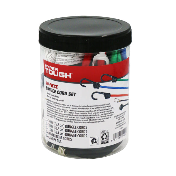 Hyper Tough 10 Pcs Bungee Cord Set, Packed in Plastic Jar EasyOptionXY LLC