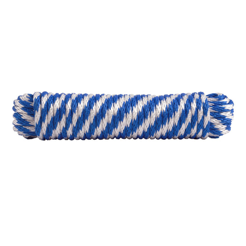 Hyper Tough Item# BWSBP850W-P-HT, Polypropylene Solid Braid Rope, Blue and White, 3/8" x 50', 1 Each EasyOptionXY LLC