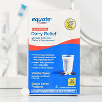 Equate Dairy Relief Chewable Tablet Dietary Supplement; Vanilla Flavor; 120 Count EasyOptionXY LLC
