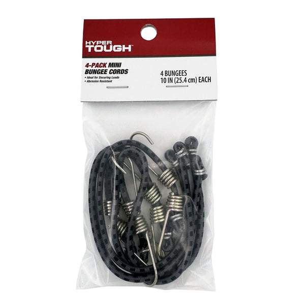 Hyper Tough 10 inch Grey Mini Rubber Bungee Cords 4 Pack EasyOptionXY LLC