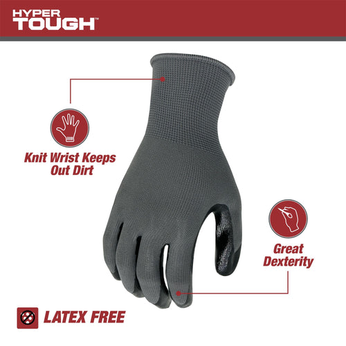 Hyper Tough 3 Pack, Nitrile Grip Gloves, Gray, Latex Free, Large EasyOptionXY LLC