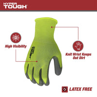 Hyper Tough Hi-Visibility Glove, Polyester Coating, Neon Green, Size Extra-Large, 3 Pairs EasyOptionXY LLC