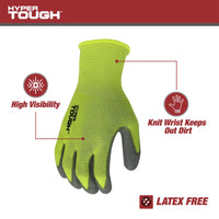 Hyper Tough Hi-Visibility Glove, Polyester Coating, Neon Green, Size Large, 3 Pairs EasyOptionXY LLC