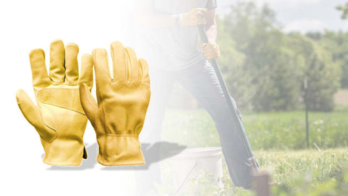 Hyper Tough Cowhide Leather Work Gloves, Size Medium, Golden Color EasyOptionXY LLC
