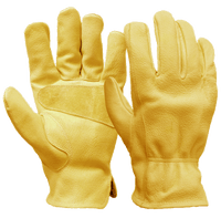 Hyper Tough Cowhide Leather Work Gloves, Size Medium, Golden Color EasyOptionXY LLC