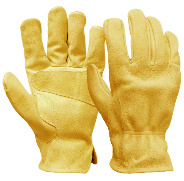 Hyper Tough Cowhide Leather Work Gloves, Size Medium, Golden Color EasyOptionXY LLC