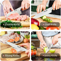 Kitchen Knife Set, 9PC Pink Wheat Straw Sharp Cooking Knife Set with Acrylic Stand, Stainless Steel Non-stick Chef with Comfortable Handle for Slicing Cutting Peeling Chopping EasyOptionXY LLC