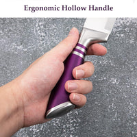 Kitchen Knife Set, 9-Pieces Purple Professional Chef Knife Set with Hollow Handle, Ultra Sharp Stainless Steel Knife Block Set with Accessories for Cutting Slicing Dicing Chopping EasyOptionXY LLC