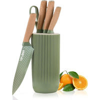 Kitchen Knife Set, 6 Pieces Green Professional Knife Set with Universal Knife Block, Super Sharp Knife Set with Ergonomic Handle, Non-stick Stainless Steel Knife Block Set EasyOptionXY LLC