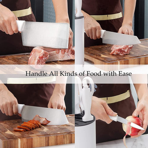 Kitchen Knife Set with Block, 7-Pieces High Carbon Stainless Steel Chef Knife Sets,White Knife Set with Sharpener Scissors for Cutting Slicing Dicing Chopping EasyOptionXY LLC