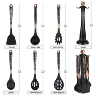 Kitchen Utensil Set, 7 Pieces Silicone Spatula Set for Nonstick Cookware, 446¡ãF Heat Resistant Cooking Spatula with Rotatable Holder, Silicone Cooking Utensil Set for Home Kitchen EasyOptionXY LLC