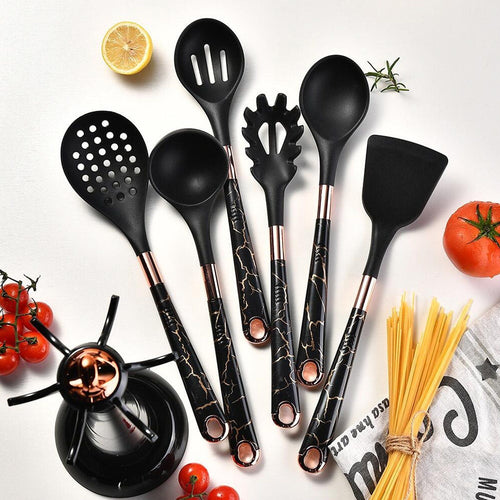 Kitchen Utensil Set, 7 Pieces Silicone Spatula Set for Nonstick Cookware, 446¡ãF Heat Resistant Cooking Spatula with Rotatable Holder, Silicone Cooking Utensil Set for Home Kitchen EasyOptionXY LLC