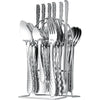 24 Pieces Silverware Set, Stainless Steel Flatware Set with Holder, Mirror Polished Utensils Set Service for 6, Durable Kitchen Eating Tableware Set, Include Fork Knife Spoon Set, Dishwasher Safe EasyOptionXY LLC
