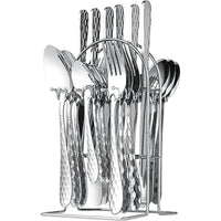 24 Pieces Silverware Set, Stainless Steel Flatware Set with Holder, Mirror Polished Utensils Set Service for 6, Durable Kitchen Eating Tableware Set, Include Fork Knife Spoon Set, Dishwasher Safe EasyOptionXY LLC