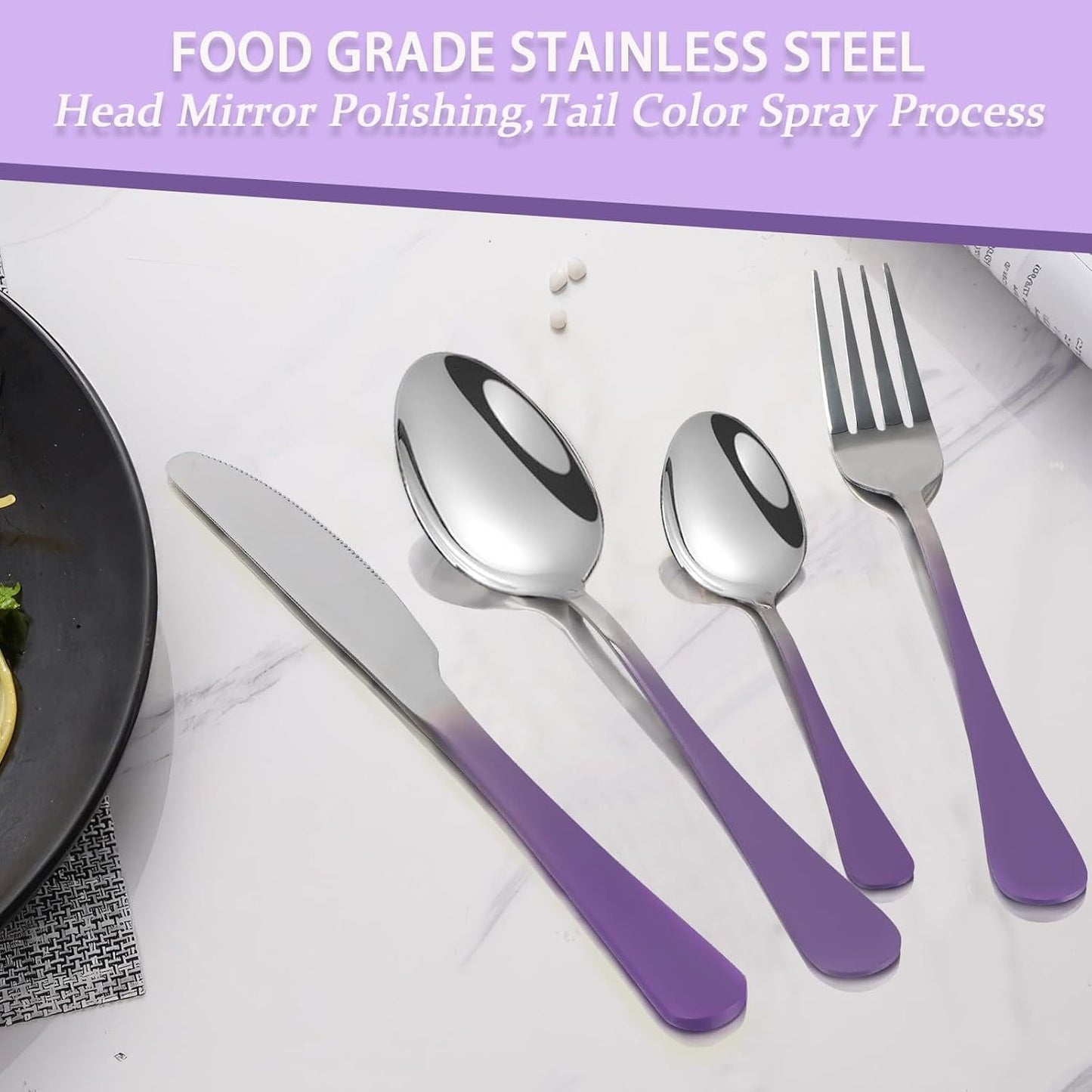 24 Pieces Flatware Set, Stainless Steel Cutlery Set with Silverware Holder, Modern Eating Tableware Set Includes Dinner Knives Forks Spoons, Hanging Silverware Set Service for 6 EasyOptionXY LLC