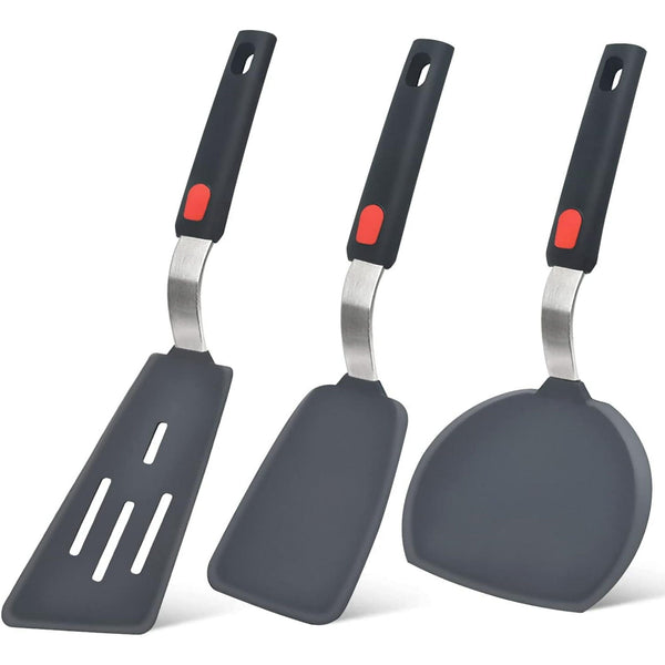 Silicone Spatula Turner Set of 3, 600¡ãF Heat Resistant Cooking Spatulas for Nonstick Cookware, Large Flexible Kitchen Utensils BPA Free Rubber Spatula Set for Egg, Pancake, Fish, Burger EasyOptionXY LLC