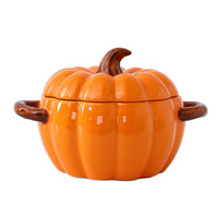 Dutch Oven Pot with Lid, Pumpkin Pottery Dessert Saucepan, Mini Baking Dish Cute Pumpkin Bowl, Covered Dutch Oven Ceramic Stockpot, Pumpkin-Shaped Casserole EasyOptionXY LLC