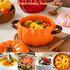 Dutch Oven Pot with Lid, Pumpkin Pottery Dessert Saucepan, Mini Baking Dish Cute Pumpkin Bowl, Covered Dutch Oven Ceramic Stockpot, Pumpkin-Shaped Casserole EasyOptionXY LLC