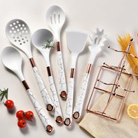 Silicone Kitchen Utensil Set, 7 Pieces Nonstick Cooking Utensil Set with Holder, Heat Resistant Cookware Silicone Spatulas Set, Kitchen Tool Set for Cooking EasyOptionXY LLC