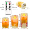 Flameless Candles Lights, Set of 3 Maple Leaf Flickering LED Candles with Remote & Timer, Dimmable LED Pillar Candles Battery Operated, Electric Candles for Thanksgiving Halloween Fall Harvest Decor EasyOptionXY LLC