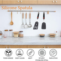 Silicone Spatula Turner Set of 2, 600¡ãF Heat Resistant Cooking Spatulas for Nonstick Cookware, Kitchen Utensils Use Spatula Flippers Rubber Fish Spatulas Set for Egg, Cookie, Pancake, Fish, Burger EasyOptionXY LLC