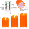 Flameless Candles Lights, Set of 3 Orange Flickering LED Candles with Remote & Timer, Dimmable LED Pillar Candles Battery Operated, Electric Candles for Fall Halloween Thanksgiving Decor EasyOptionXY LLC