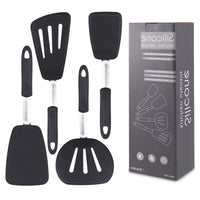Silicone Spatula Turner Set of 4, 600¡ãF Heat Resistant Cooking Spatulas for Nonstick Cookware, Large Flexible Kitchen Utensils BPA Free Rubber Spatula Set for Egg, Pancake, Fish, Burger EasyOptionXY LLC