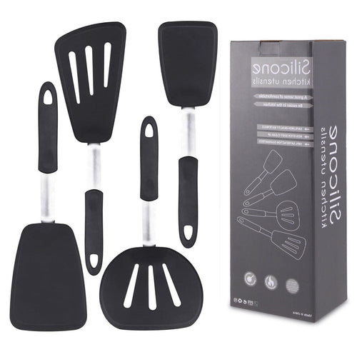 Silicone Spatula Turner Set of 4, 600¡ãF Heat Resistant Cooking Spatulas for Nonstick Cookware, Large Flexible Kitchen Utensils BPA Free Rubber Spatula Set for Egg, Pancake, Fish, Burger EasyOptionXY LLC