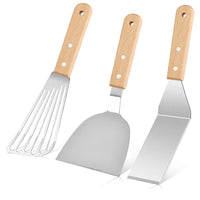 Metal Spatula for Cast Iron Skillet, Stainless Steel Fish Spatula Turner with Wooden Handle, Small Kitchen Spatula Flipper for Cooking Grill Griddle, 3 Pack EasyOptionXY LLC