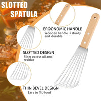 Metal Spatula for Cast Iron Skillet, Stainless Steel Fish Spatula Turner with Wooden Handle, Small Kitchen Spatula Flipper for Cooking Grill Griddle, 3 Pack EasyOptionXY LLC
